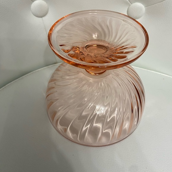 Vtg CRISTAL d'ARQUES Durand Pink Rosaline Swirl Footed Dessert Ice Cream Bowl - Picture 9 of 11